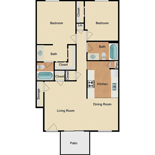 Floor plan 2 Bed 2 Bath