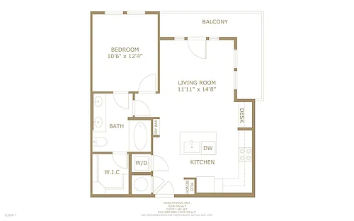 Floor plan 1 bedroom 1 bath