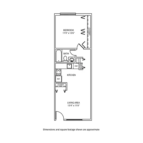 Floor plan 1 Bedroom / 1 Bath_550