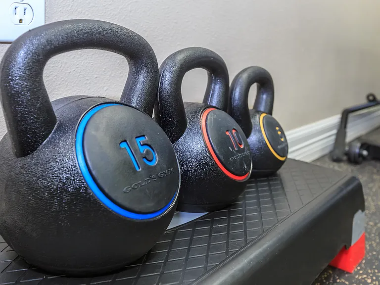 Onsite fitness center kettle bells