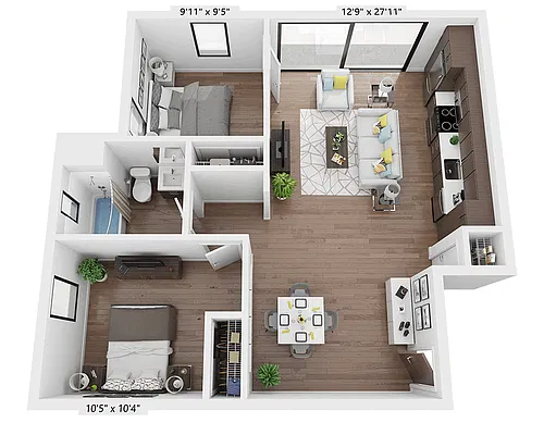 Floor plan Two Bedroom B1G