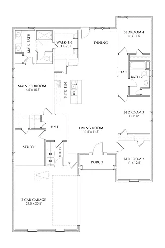 Floor plan 4 Bedrooms and 2 bathrooms