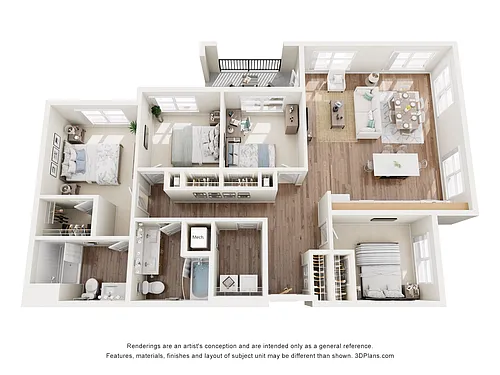 Floor plan 3BV (Audio/Visual Accessible)