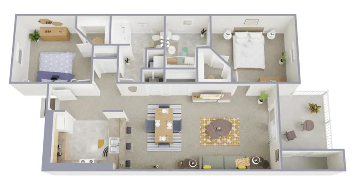 Floor plan 2 Bedroom 2 Bath