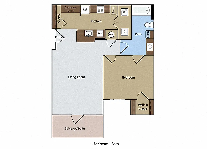 Floor plan Pinehurst 1 BR 1 BA