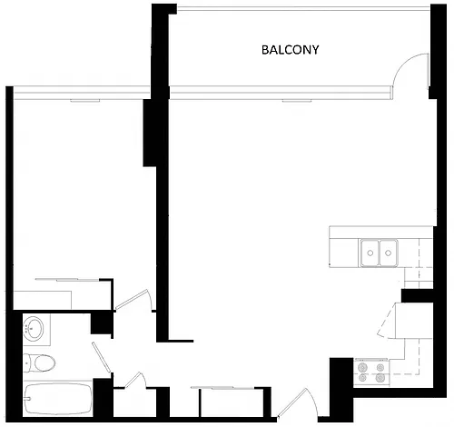 Floor plan 1 Bed 1 Bath G