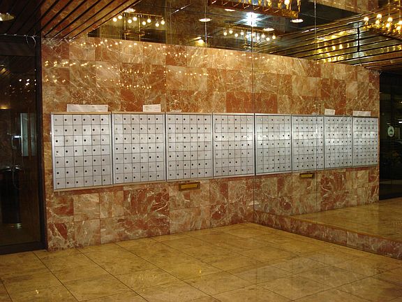 lobby and mailbox