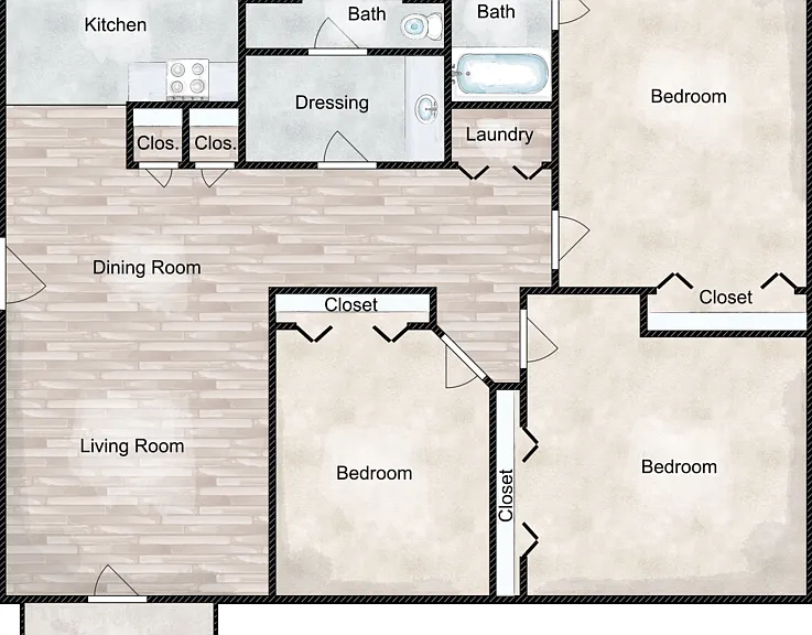 The Oak/The Flint Floorplan Diagram