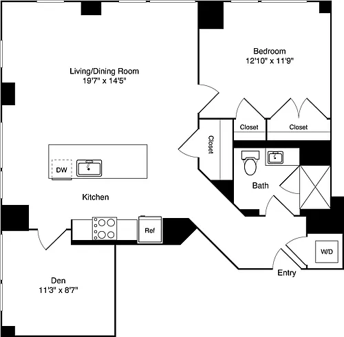 Floor plan 1 Bedroom P