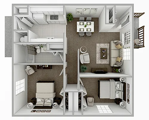 Floor plan 2 Beds 1 Bath