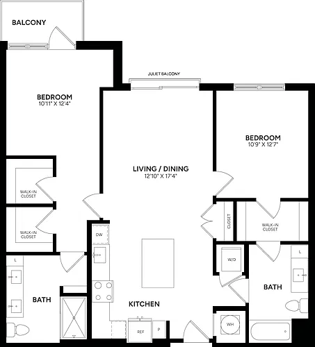 Floor plan 2 Bed/ 2 Bath-C12