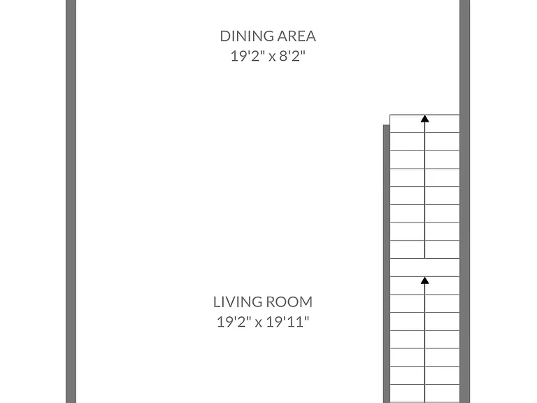 Open concept full floor living/ dining/ kitchen area. Powder room.