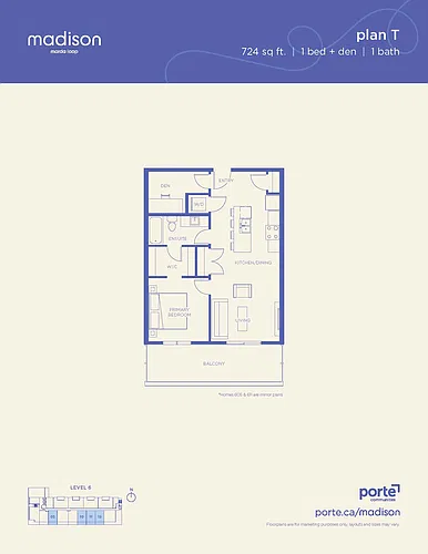 Floor plan 1 Bedroom Apartment with Den