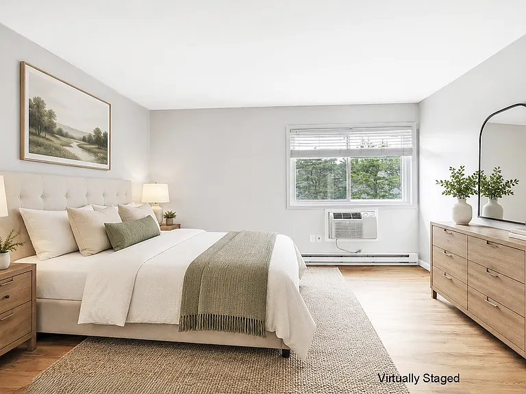Virtually staged primary bedroom