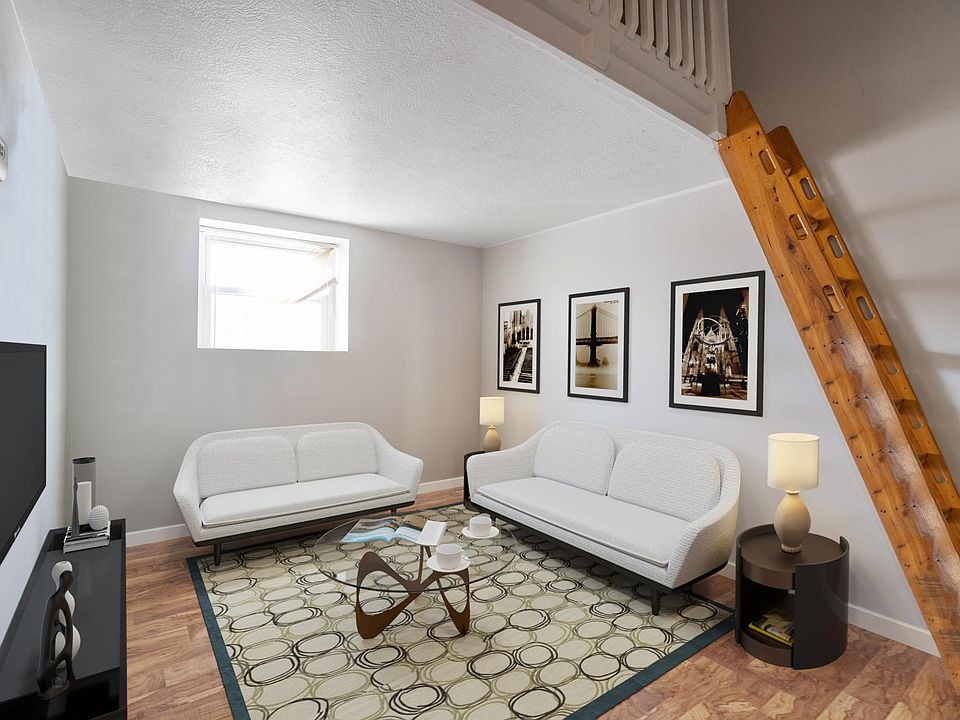living room with loft