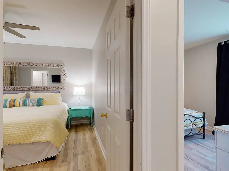 master on the left and secondary room to the right
