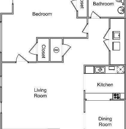 Spacious 1br/1ba (825 sq. ft.) with an open floor plan