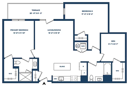 Floor plan 2 Bed/2 Bath Den-B5-T Smyth
