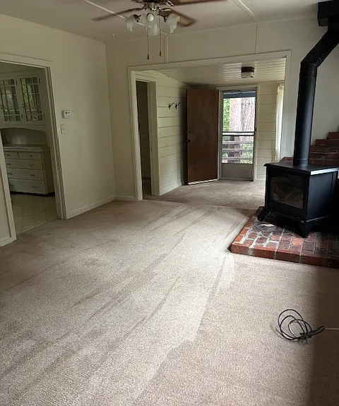 Living room looking out to entry