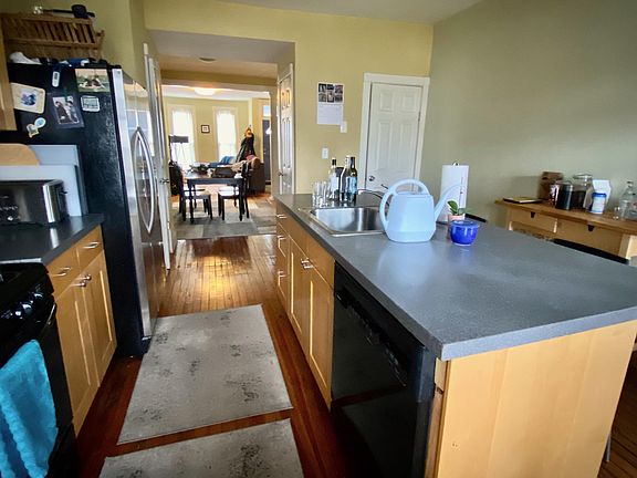 open floor plan into dining and living from kitchen