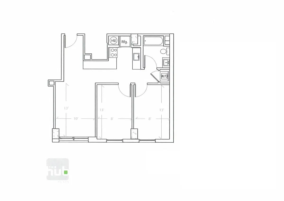 Floor plan 2 Bed - 1 Bath