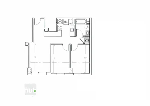 Floor plan 2 Bed - 1 Bath