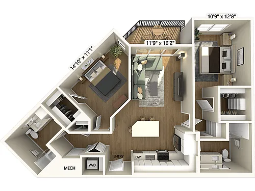 Floor plan B3-1064-Balcony