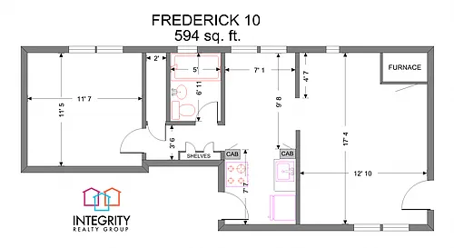 Floor plan Frederick, 1 Bedroom 1 Bath