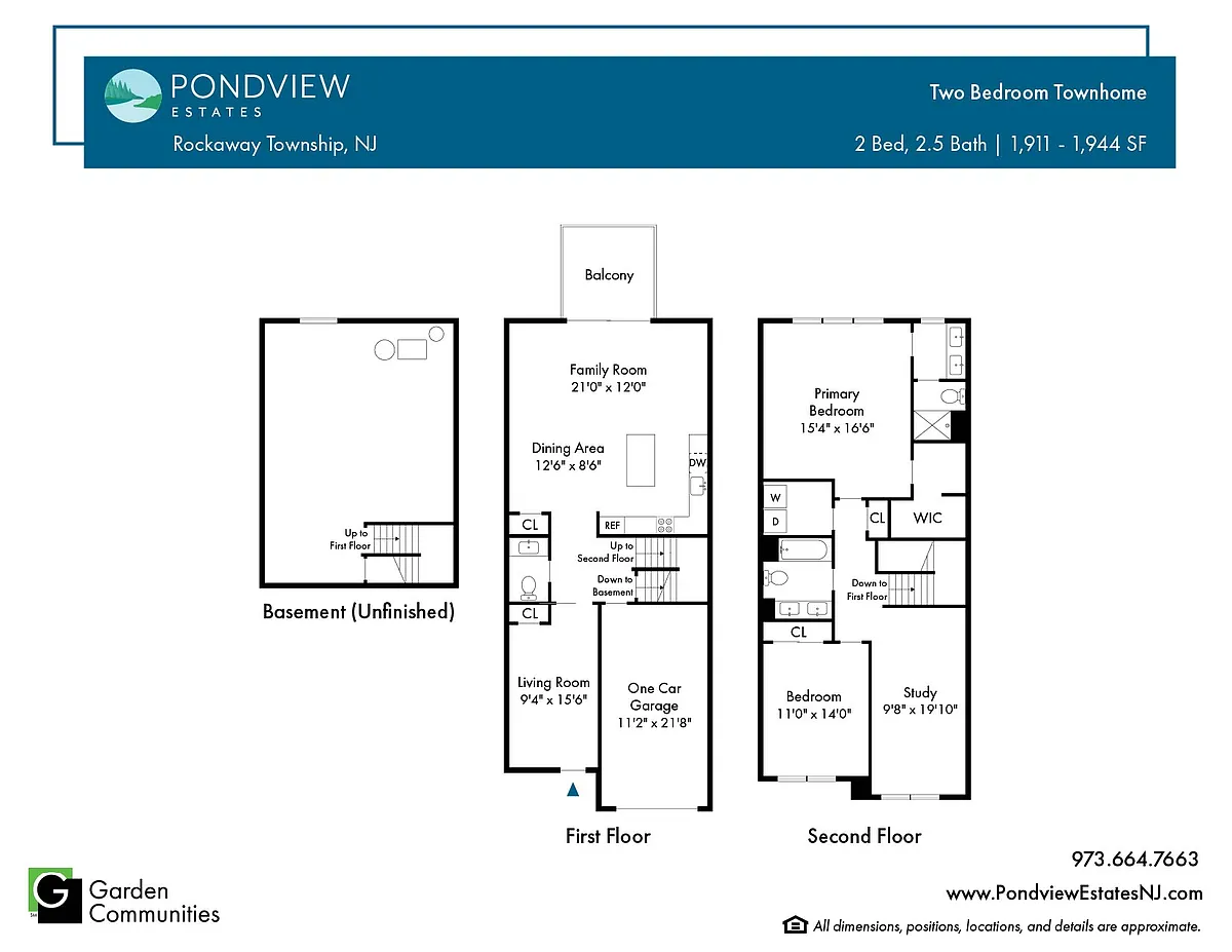 Floor plan $1.99/sq.ft. - Two Bedroom Townhome