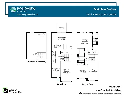 Floor plan $2.09/sq.ft. - Two Bedroom Townhome
