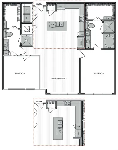 Floor plan 2 Bed_2 Bath_K
