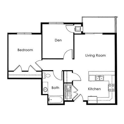 Floor plan 1 Bed 1 Bath | 753 sqft