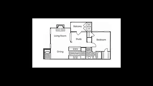 Floor plan 1 bedroom, 1 bathroom