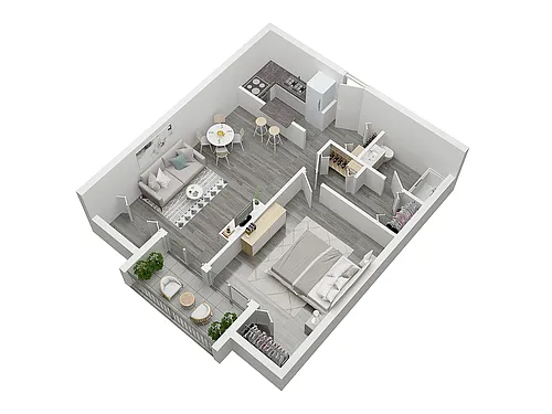 Floor plan 1X1-1B