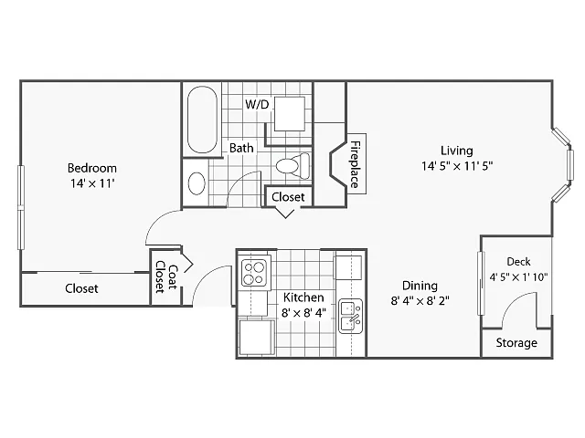 Floor plan Cambridge 1x1