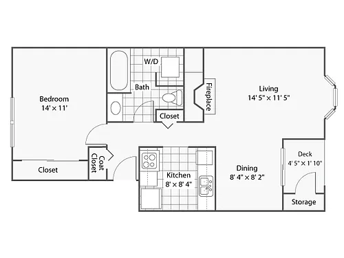Floor plan Cambridge 1x1