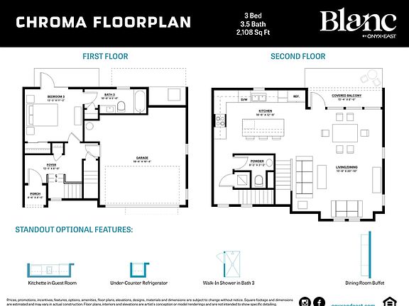 First and Second Floor Plan with Options