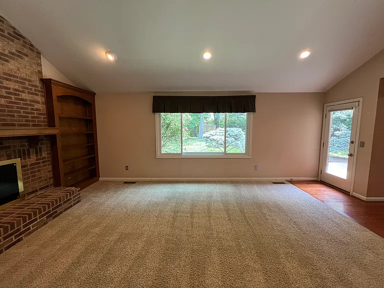 Family room view of backyard