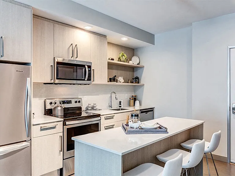 Contemporary kitchens with custom Italian-made cabinetry and open shelving