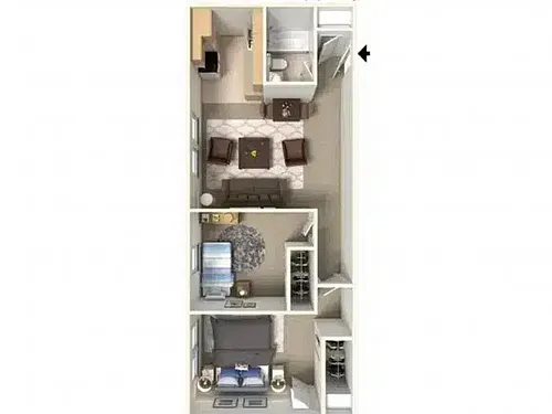 Floor plan 2 Bedroom, 1 Bathroom