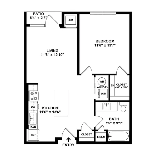 Floor plan 1X1-643