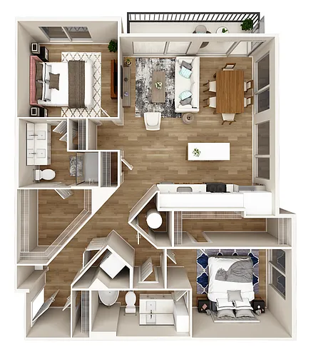 Floor plan 2 Bed 2 Bath Large