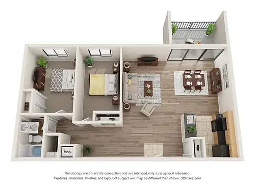 Floor plan 2BR 1BA