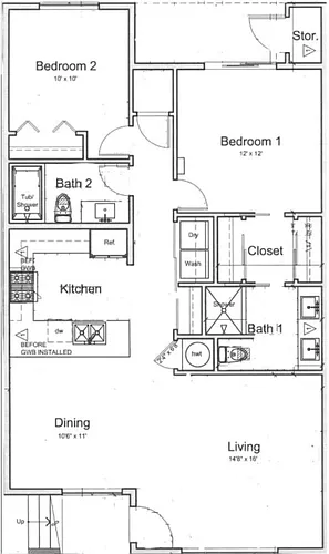 Floor plan Two Bedroom Two Bath