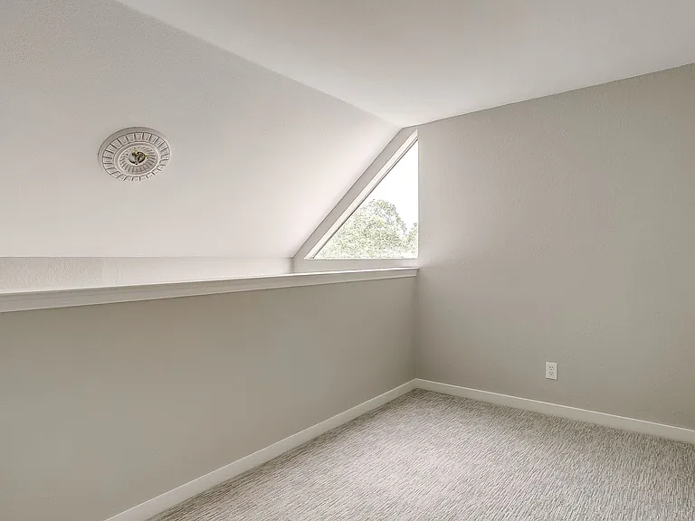 Upstairs has room for a queen-size bed.