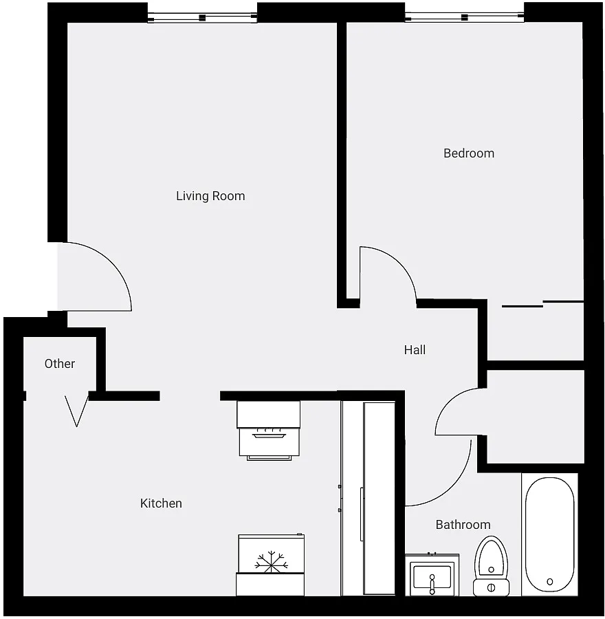 Floor plan 1 Bedroom Large