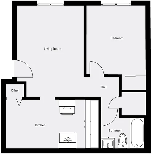 Floor plan 1 Bedroom Large