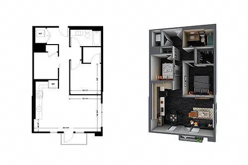 Floor plan a4 1 Bedroom Den