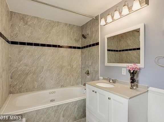 Bath with shower/tub and large vanity