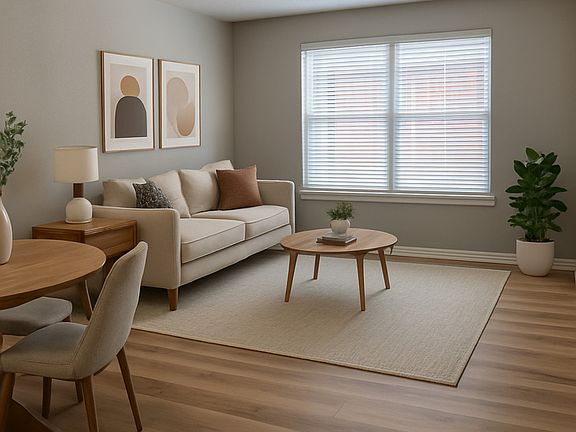 2BR/1BA Living Room (staged using A.i.)